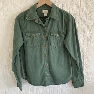 Forever 21 Army Green Button Down Shirt Jacket Size Small